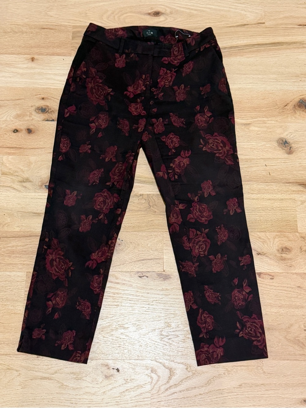 Burgundy Floral Dress Pants - Wine Rose Print